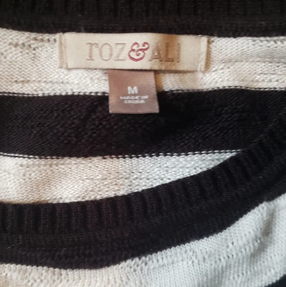 Roz&Ali medium striped shirt work top sweater - Picture 2 of 2
